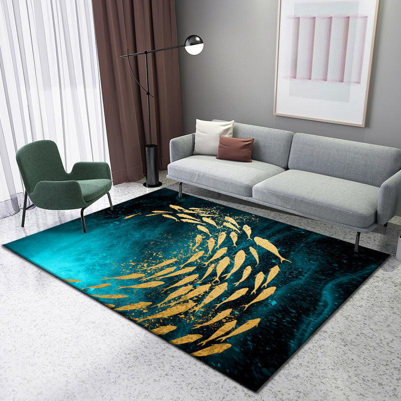 Enchanting 3D Natural Scene Rug Multicolor Asian Rug Synthetics Pet Friendly Stain Resistant Non-Slip Backing Rug for Living Room Gold Clearhalo 'Area Rug' 'Rug' 2170494