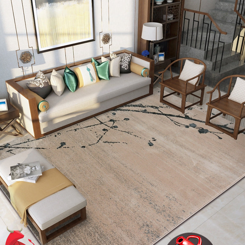 Retro Bedroom Rug Multi-Colored Ink Painting Plum Branch Rug Polyester Washable Anti-Slip Backing Stain Resistant Rug Khaki Clearhalo 'Area Rug' 'Rug' 2170676