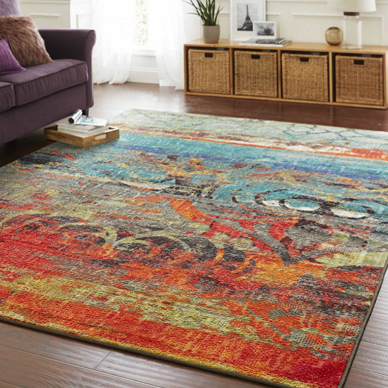 Classical Multicolor Industrial Rug Polyester Abstract Painting Carpet Anti-Slip Backing Machine Washable Stain Resistant Rug for Lounge Yellow-Red Clearhalo 'Area Rug' 'Rug' 2170910