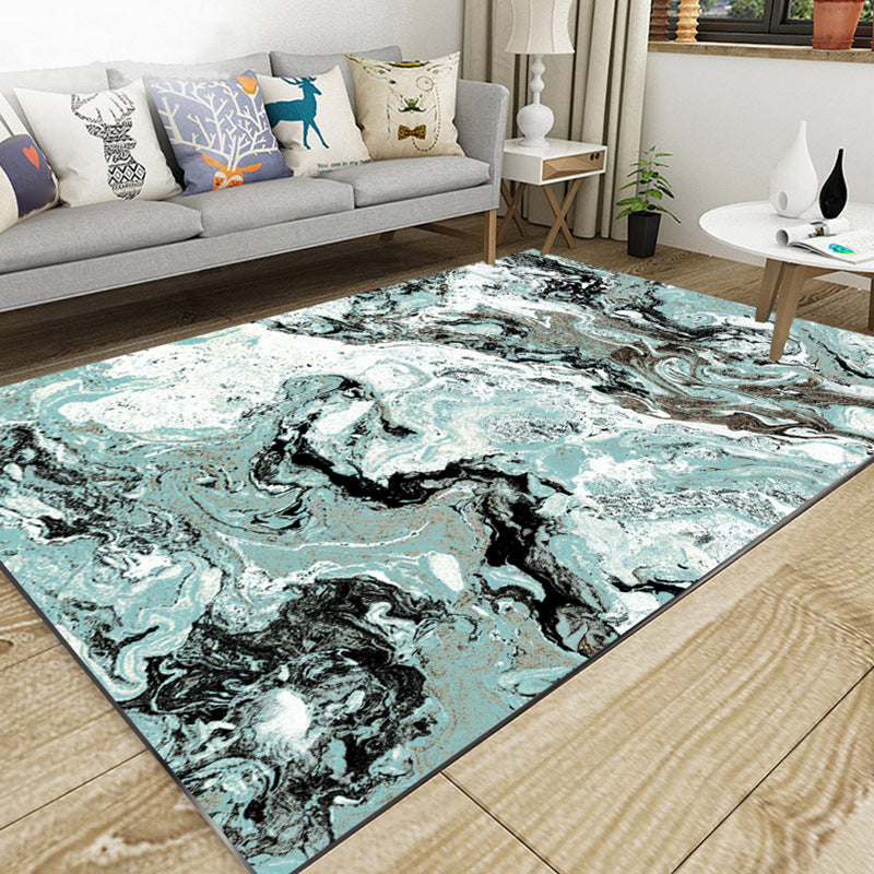 Classical Multicolor Industrial Rug Polyester Abstract Painting Carpet Anti-Slip Backing Machine Washable Stain Resistant Rug for Lounge Green Clearhalo 'Area Rug' 'Rug' 2170914