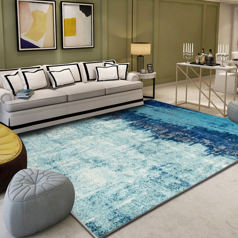 Classical Multicolor Industrial Rug Polyester Abstract Painting Carpet Anti-Slip Backing Machine Washable Stain Resistant Rug for Lounge Lake Green Clearhalo 'Area Rug' 'Rug' 2170915