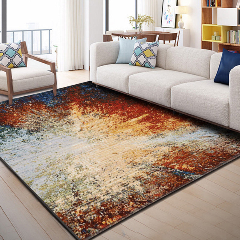 Classical Multicolor Industrial Rug Polyester Abstract Painting Carpet Anti-Slip Backing Machine Washable Stain Resistant Rug for Lounge Brown Clearhalo 'Area Rug' 'Rug' 2170918