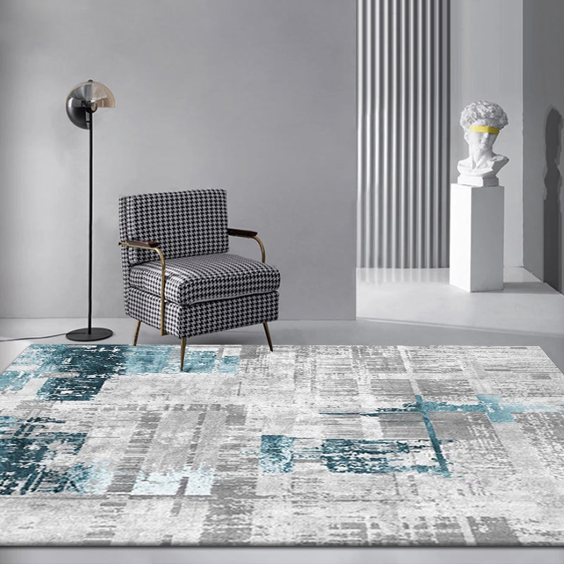 Olden Faded Wall Look Rug Multi-Colored Cyberpunk Carpet Polypropylene Non-Slip Stain Resistant Machine Washable Rug for Hall Gray-Blue Clearhalo 'Area Rug' 'Rug' 2170995