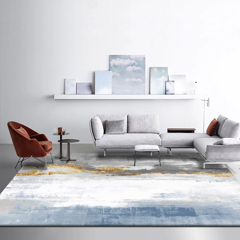 Minimal Multi-Color Plain Rug Polyester Steampunk Rug Washable Stain Resistant Anti-Slip Backing Carpet for Living Room Light Blue-White Clearhalo 'Area Rug' 'Rug' 2171013