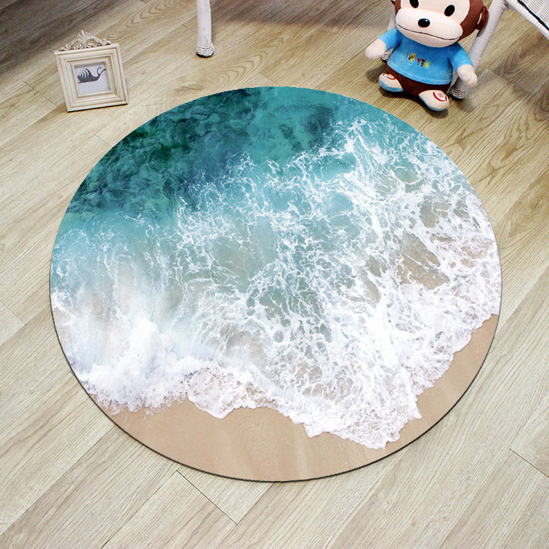 Scandinavian Bedroom Rug Multi-Color 3D Graphic Print Rug Polyester Non-Slip Pet Friendly Stain Resistant Area Rug Ocean Blue Clearhalo 'Area Rug' 'Rug' 2171321