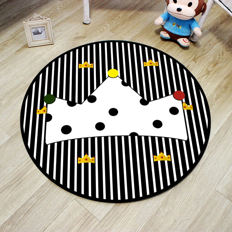 Novelty 3D Digital Printing Rug Multi Colored Cartoon Carpet Polypropylene Stain Resistant Machine Washable Non-Slip Rug for Bedroom Black-White Clearhalo 'Area Rug' 'Rug' 2171343