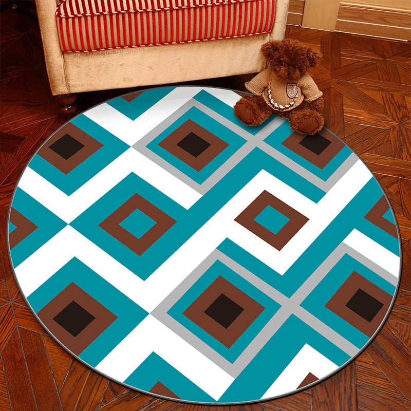 Novelty Geometry Animal Patterned Rug Multi-Colored Synthetics Rug Machine Washable Non-Slip Backing Stain Resistant Carpet for Room Sky Blue-White Clearhalo 'Area Rug' 'Rug' 2171355