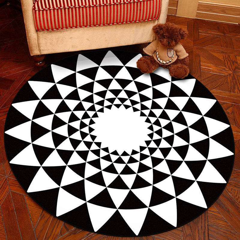 Novelty Geometry Animal Patterned Rug Multi-Colored Synthetics Rug Machine Washable Non-Slip Backing Stain Resistant Carpet for Room White-Black Clearhalo 'Area Rug' 'Rug' 2171367