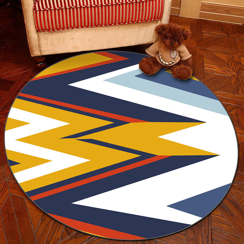 Novelty Geometry Animal Patterned Rug Multi-Colored Synthetics Rug Machine Washable Non-Slip Backing Stain Resistant Carpet for Room Yellow-Blue Clearhalo 'Area Rug' 'Rug' 2171371