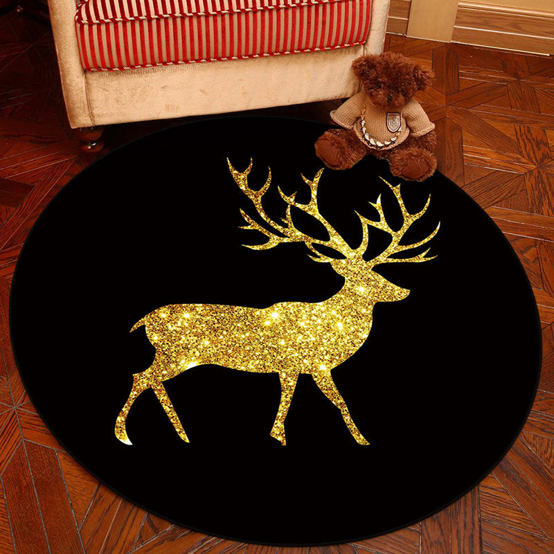 Novelty Geometry Animal Patterned Rug Multi-Colored Synthetics Rug Machine Washable Non-Slip Backing Stain Resistant Carpet for Room Black-Gold Clearhalo 'Area Rug' 'Rug' 2171372