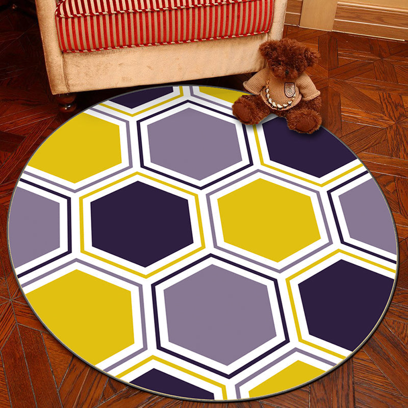 Novelty Geometry Animal Patterned Rug Multi-Colored Synthetics Rug Machine Washable Non-Slip Backing Stain Resistant Carpet for Room Yellow Clearhalo 'Area Rug' 'Rug' 2171375