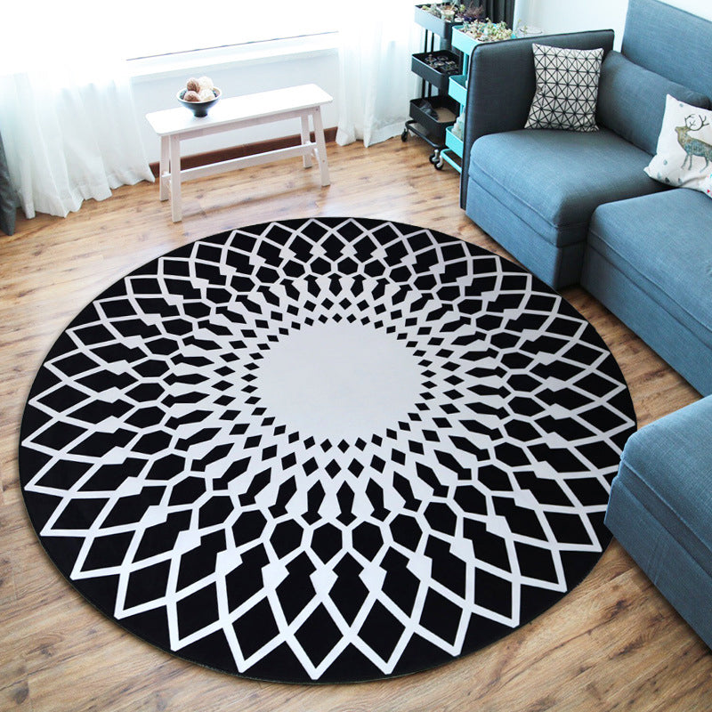 Creative Boys Bedroom Rug Multi Color Visual Deception Carpet Polypropylene Anti-Slip Pet Friendly Washable Rug Black Clearhalo 'Area Rug' 'Rug' 2171398