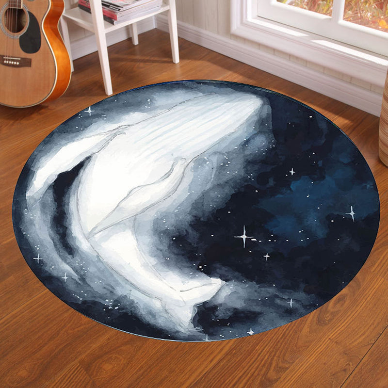 Multi-Color Visual Deception Rug Polyester Novelty Carpet Washable Anti-Slip Pet Friendly Rug for Boys Room Dark Blue-White Clearhalo 'Area Rug' 'Rug' 2171438