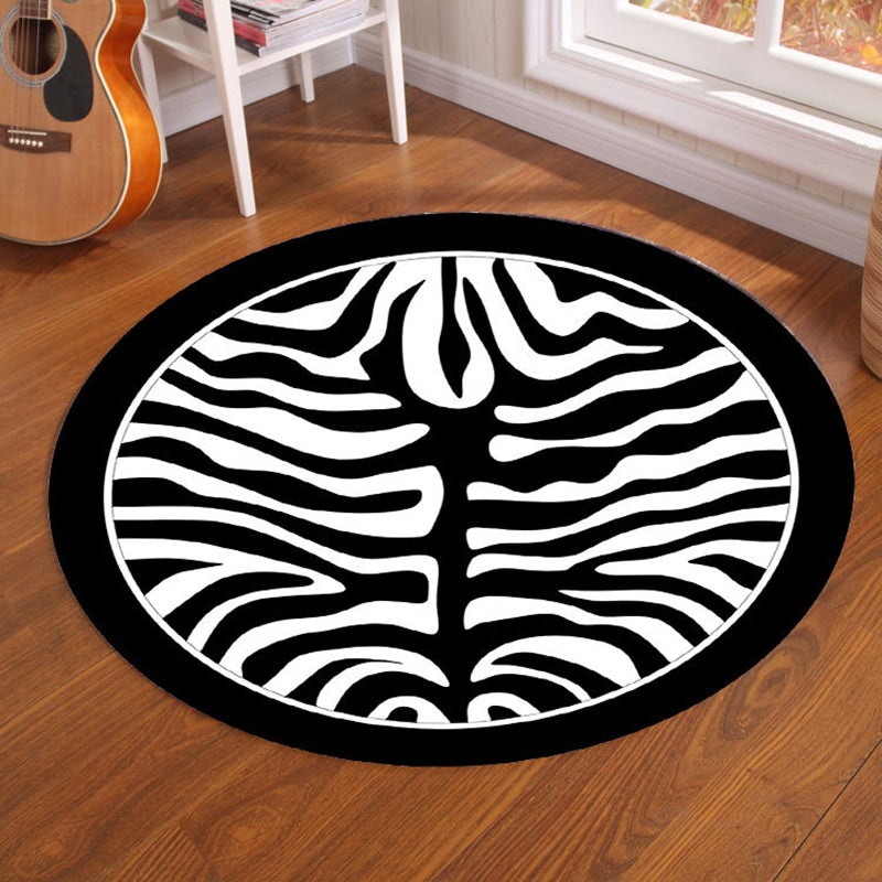 Multi-Color Visual Deception Rug Polyester Novelty Carpet Washable Anti-Slip Pet Friendly Rug for Boys Room Black-White Clearhalo 'Area Rug' 'Rug' 2171453