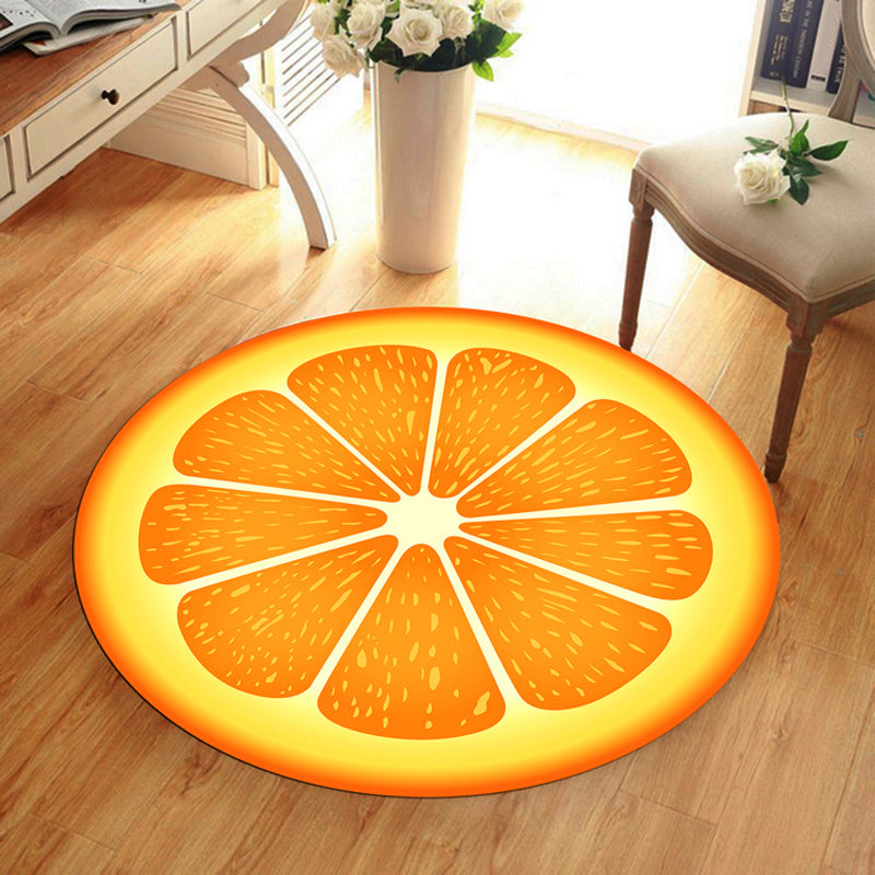 Multi Colored Playroom Rug Modern 3D Graphic Fruit Rug Synthetics Non-Slip Machine Washable Stain Resistant Indoor Rug Orange Clearhalo 'Area Rug' 'Rug' 2171485