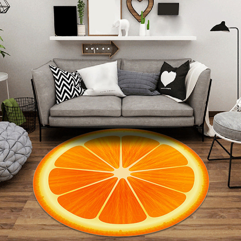 Multi Colored Playroom Rug Modern 3D Graphic Fruit Rug Synthetics Non-Slip Machine Washable Stain Resistant Indoor Rug Yellow-Red Clearhalo 'Area Rug' 'Rug' 2171492