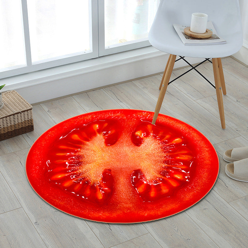 Multi Colored Playroom Rug Modern 3D Graphic Fruit Rug Synthetics Non-Slip Machine Washable Stain Resistant Indoor Rug Red Clearhalo 'Area Rug' 'Rug' 2171495