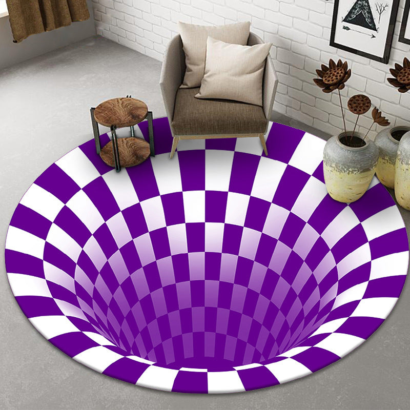 Funny Novelty Rug Multicolor Visual Deception Spiral Trap Rug Non-Slip Washable Pet Friendly Rug for Room Purple Clearhalo 'Area Rug' 'Rug' 2171593