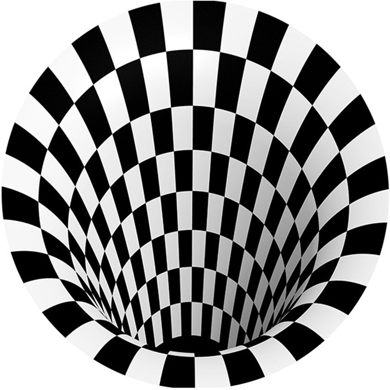 Classic 3D Illusion Trap Rug Black and White Modern Carpet Polypropylene Anti-Slip Washable Stain Resistant Rug for Bedroom Black-White Design 9 Clearhalo 'Area Rug' 'Rug' 2171606