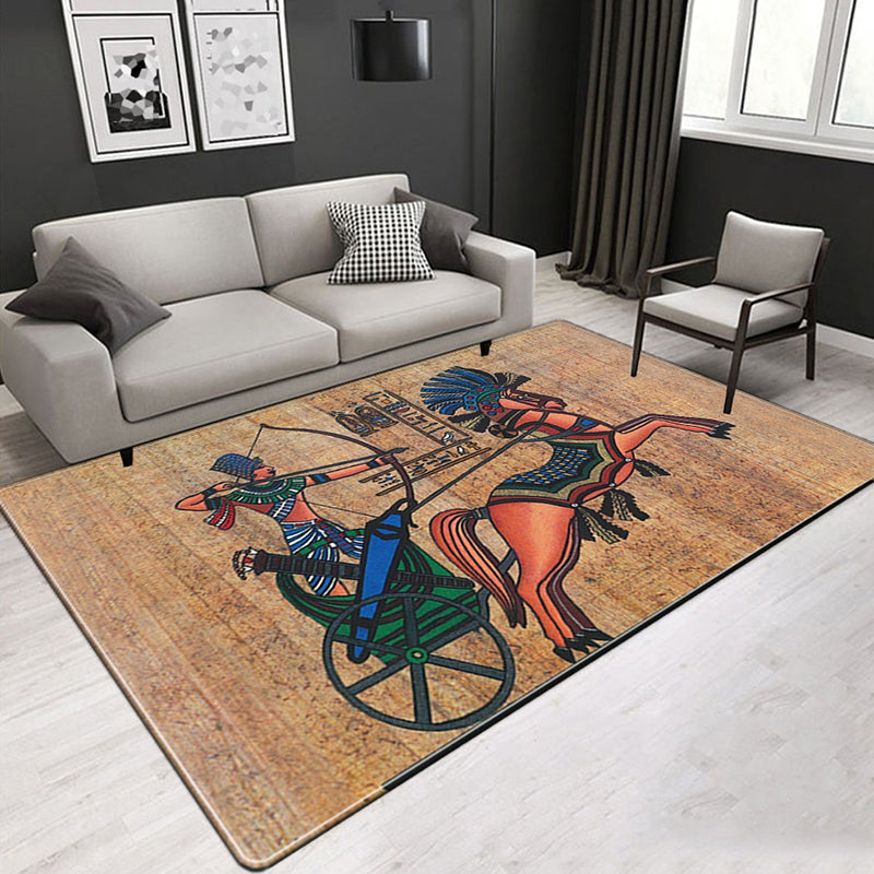 Novelty Living Room Rug Multicolor Tribal Figure Print Rug Synthetics Pet Friendly Anti-Slip Backing Washable Area Rug Blue-Orange Clearhalo 'Area Rug' 'Rug' 2171659
