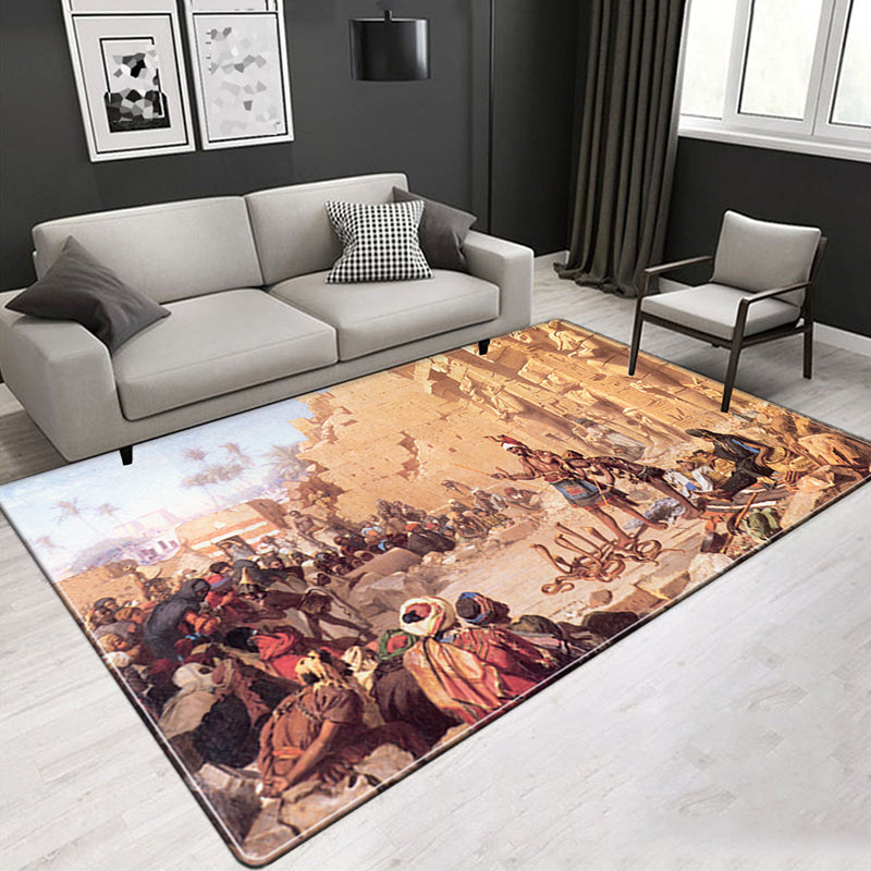 Novelty Living Room Rug Multicolor Tribal Figure Print Rug Synthetics Pet Friendly Anti-Slip Backing Washable Area Rug Yellow-Blue Clearhalo 'Area Rug' 'Rug' 2171660