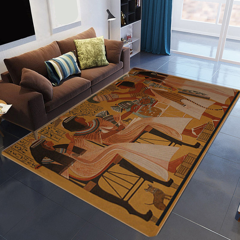 Novelty Living Room Rug Multicolor Tribal Figure Print Rug Synthetics Pet Friendly Anti-Slip Backing Washable Area Rug Yellow-Black Clearhalo 'Area Rug' 'Rug' 2171662