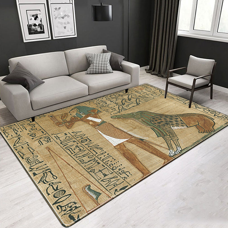 Novelty Living Room Rug Multicolor Tribal Figure Print Rug Synthetics Pet Friendly Anti-Slip Backing Washable Area Rug Gray-Khaki Clearhalo 'Area Rug' 'Rug' 2171669