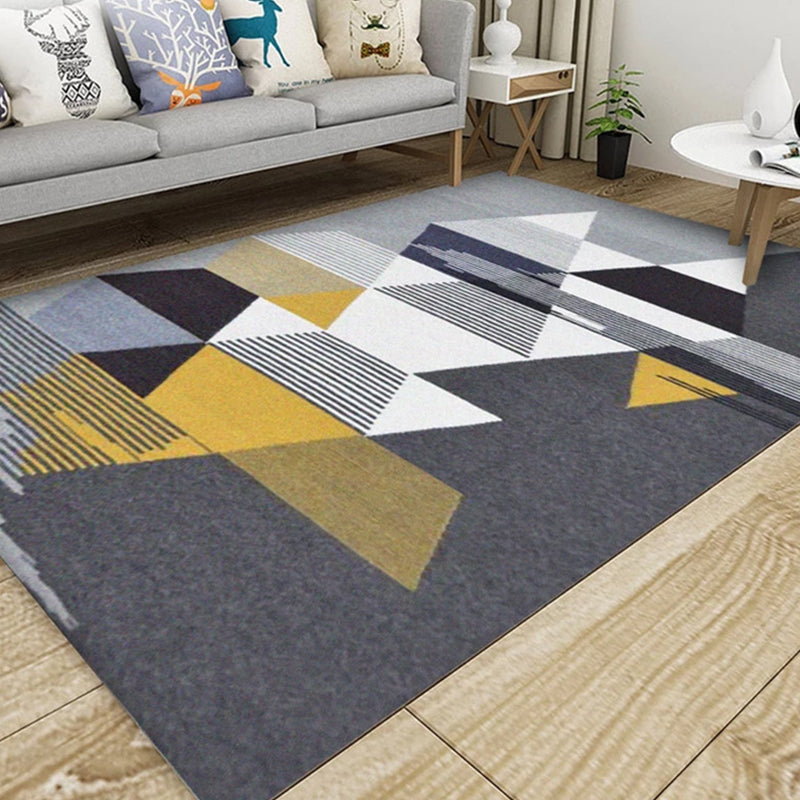 Trendy Multi-Color Nordic Rug Polypropylene Abstract Drawing Carpet Non-Slip Stain Resistant Machine Washable Rug for Living Room Dark Gray Clearhalo 'Area Rug' 'Modern' 'Rugs' Rug' 2171919