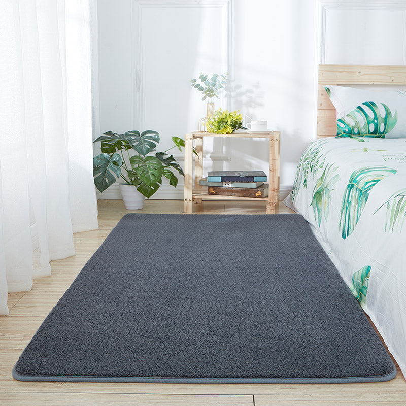 Casual Multicolor Nordic Rug Faux Wool Plain Rug Pet Friendly Anti-Slip Backing Machine Washable Carpet for Bedroom Dark Gray Clearhalo 'Area Rug' 'Casual' 'Rugs' Rug' 2172133