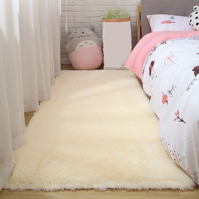 Nordic Plain Rug Multi-Color Faux Fleece Carpet Pet Friendly Anti-Slip Backing Stain Resistant Rug for Girls Bedroom Beige Clearhalo 'Area Rug' 'Casual' 'Rugs' Rug' 2172265