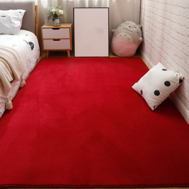 Pastel Solid Color Rug Multicolor Nordic Carpet Polypropylene Anti-Slip Stain Resistant Pet Friendly Rug for Bedroom Burgundy Clearhalo 'Area Rug' 'Casual' 'Rugs' Rug' 2172285