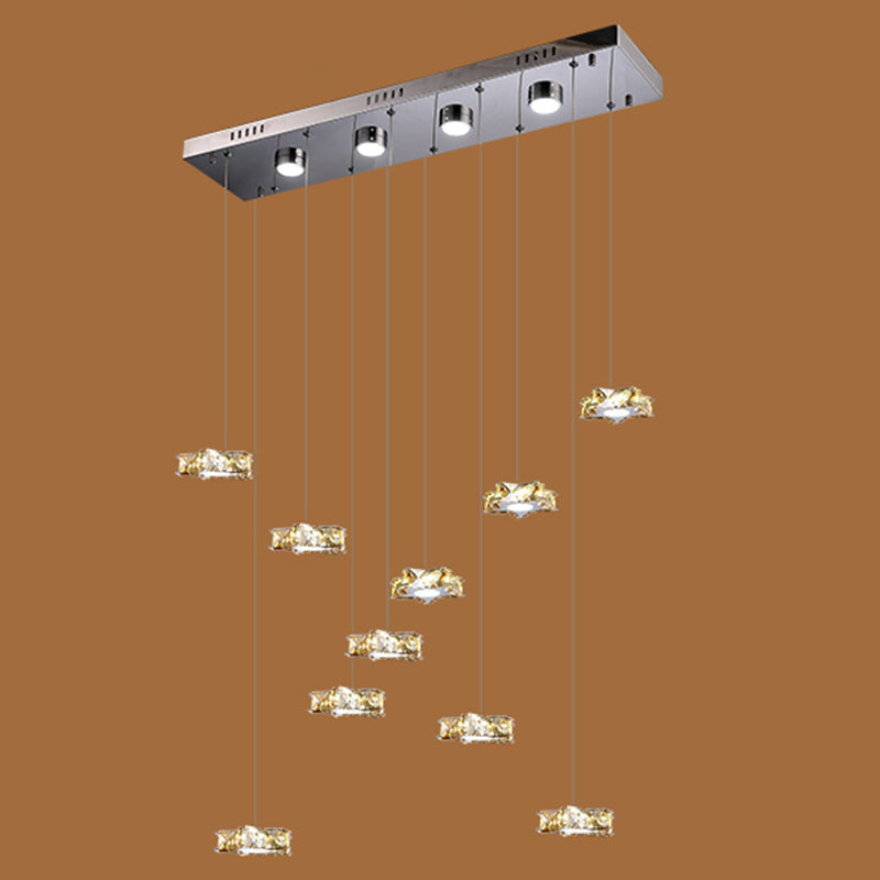 K9 Crystal Star LED Ceiling Light Minimalist Stainless-Steel Hanging Pendant Light 10 Stainless-Steel Amber Clearhalo 'Ceiling Lights' 'Modern Pendants' 'Modern' 'Pendant Lights' 'Pendants' Lighting' 2172487