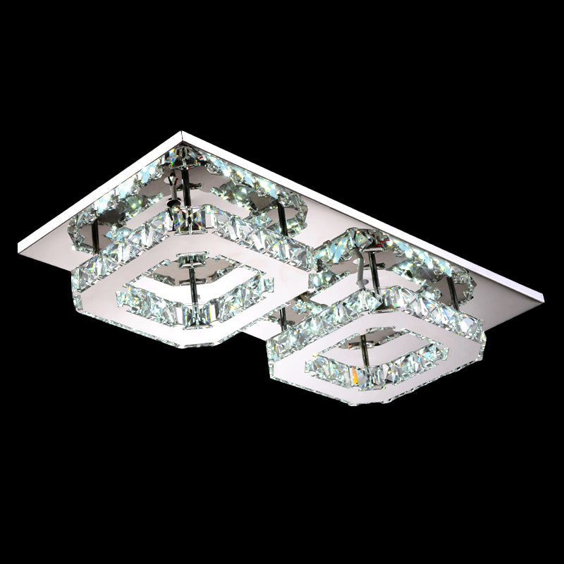 Geometrical Semi Flush Mount Lighting Minimalist Crystal Corridor LED Flush Mount Fixture in Stainless-Steel Stainless-Steel B Clearhalo 'Ceiling Lights' 'Close To Ceiling Lights' 'Close to ceiling' 'Semi-flushmount' Lighting' 2172589