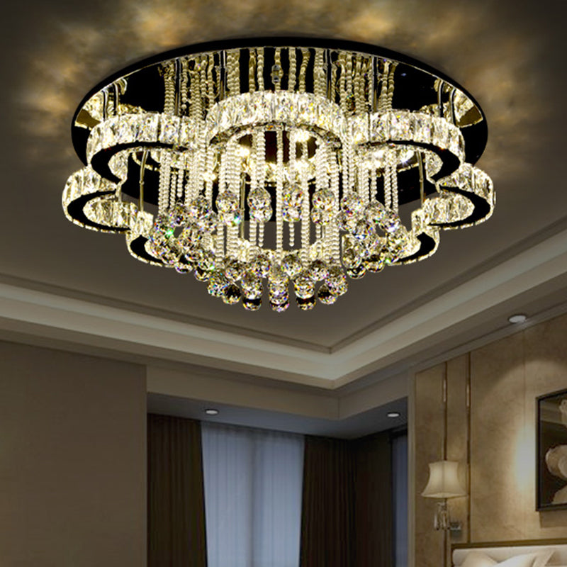 Geometrical Crystal Flush Mount Light Artistic Stainless-Steel LED Semi Flush Ceiling Light with Drip Decor Stainless-Steel Round Clearhalo 'Ceiling Lights' 'Close To Ceiling Lights' 'Close to ceiling' 'Semi-flushmount' Lighting' 2172606