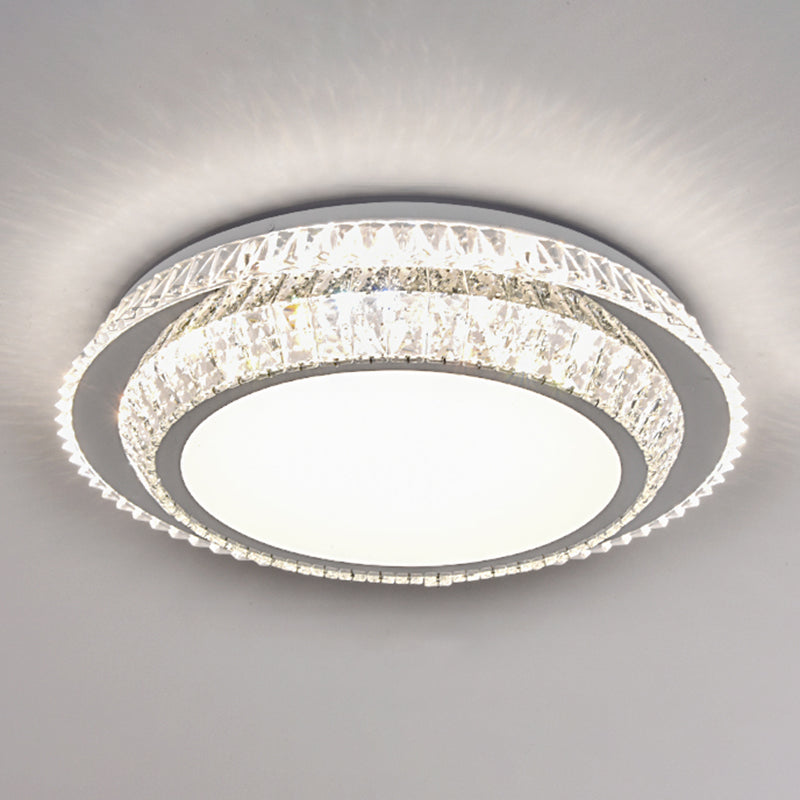 Round Bedroom LED Flush Mount Crystal Modern Flushmount Ceiling Light in Stainless-Steel Stainless-Steel Third Gear A Clearhalo 'Ceiling Lights' 'Close To Ceiling Lights' 'Close to ceiling' 'Flush mount' Lighting' 2172691