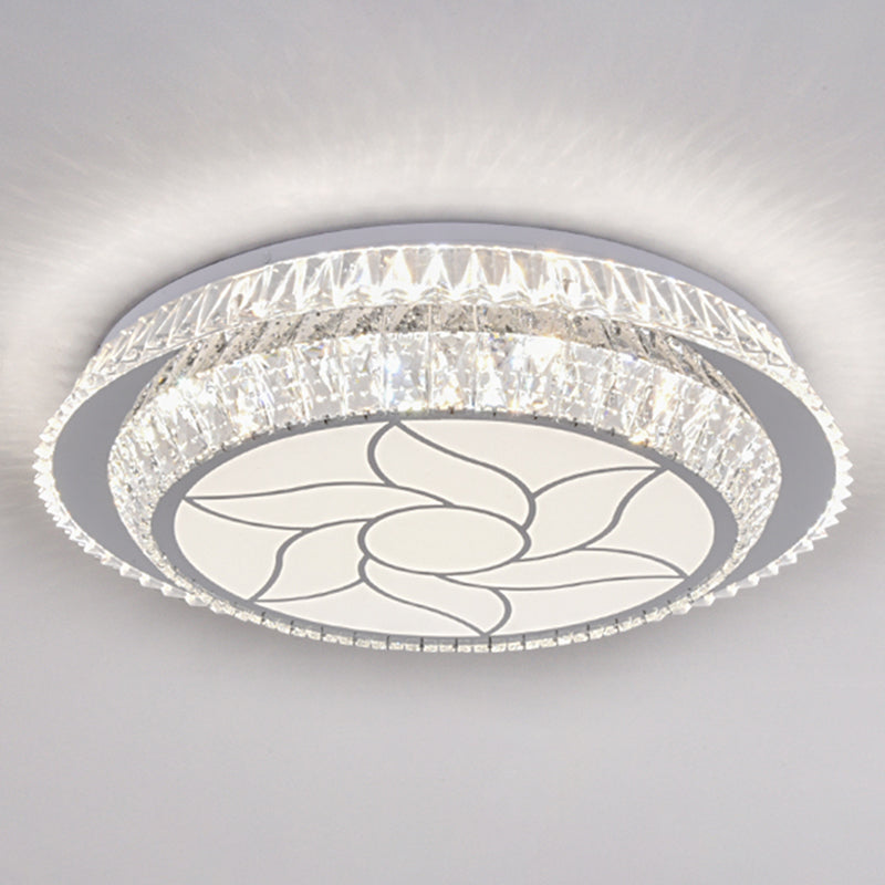 Round Bedroom LED Flush Mount Crystal Modern Flushmount Ceiling Light in Stainless-Steel Stainless-Steel Third Gear B Clearhalo 'Ceiling Lights' 'Close To Ceiling Lights' 'Close to ceiling' 'Flush mount' Lighting' 2172694