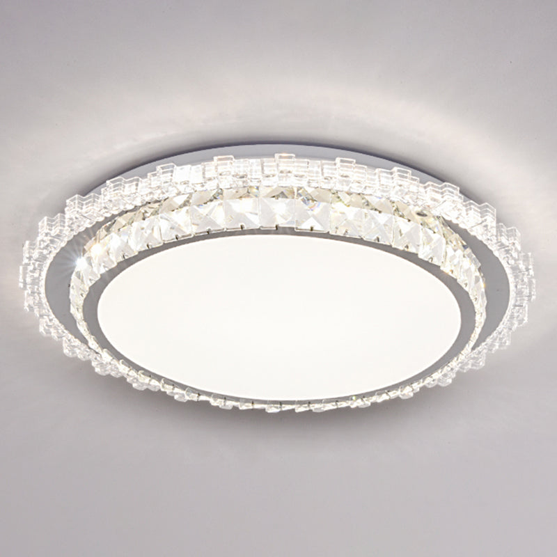 Round Bedroom LED Flush Mount Crystal Modern Flushmount Ceiling Light in Stainless-Steel Stainless-Steel Third Gear D Clearhalo 'Ceiling Lights' 'Close To Ceiling Lights' 'Close to ceiling' 'Flush mount' Lighting' 2172698
