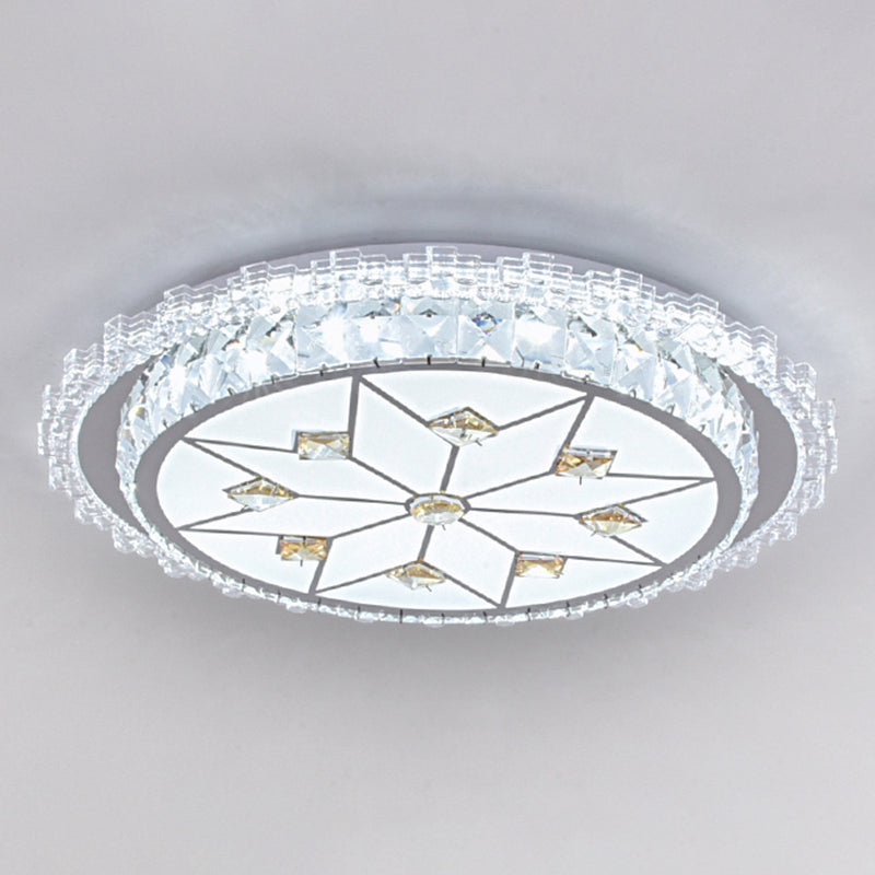 Round Bedroom LED Flush Mount Crystal Modern Flushmount Ceiling Light in Stainless-Steel Stainless-Steel Remote Control Stepless Dimming E Clearhalo 'Ceiling Lights' 'Close To Ceiling Lights' 'Close to ceiling' 'Flush mount' Lighting' 2172701