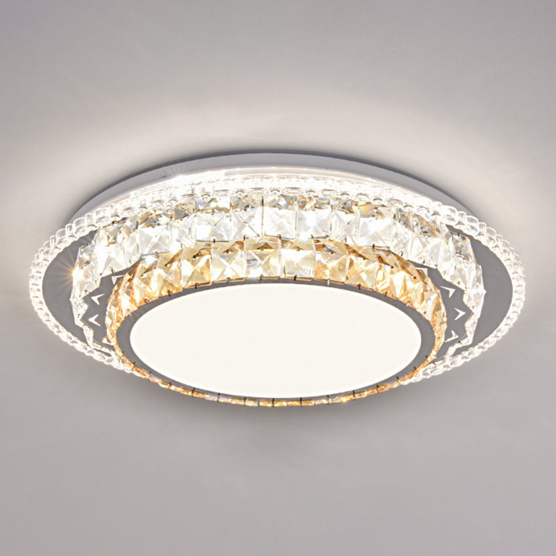 Round Bedroom LED Flush Mount Crystal Modern Flushmount Ceiling Light in Stainless-Steel Stainless-Steel Third Gear F Clearhalo 'Ceiling Lights' 'Close To Ceiling Lights' 'Close to ceiling' 'Flush mount' Lighting' 2172702