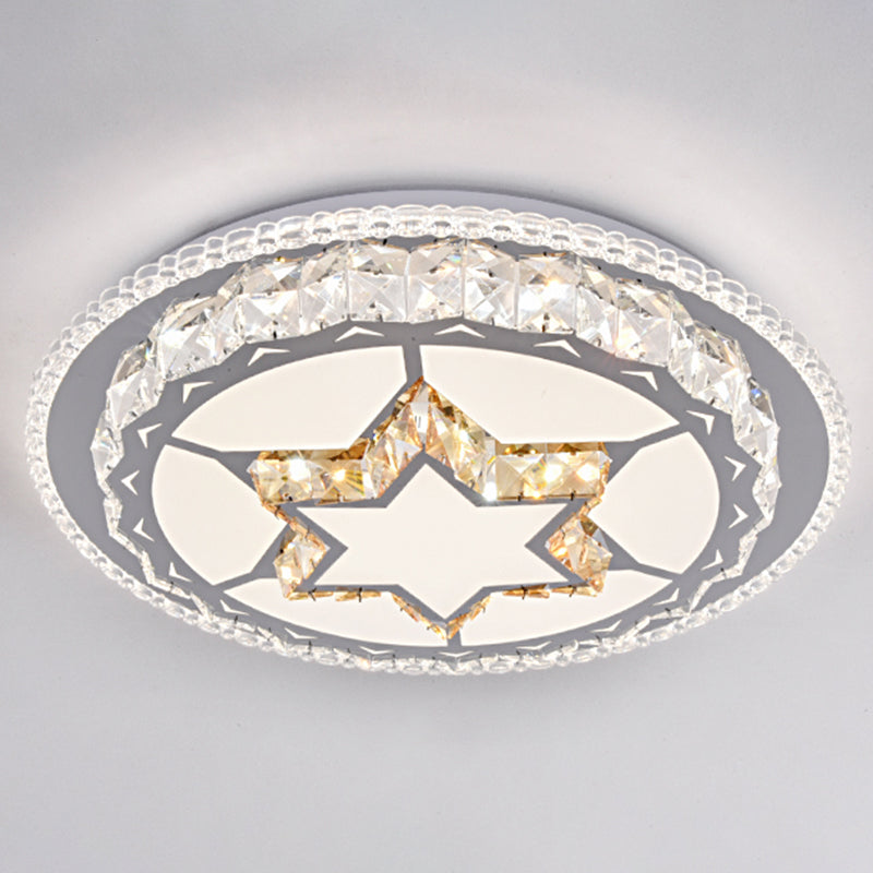 Round Bedroom LED Flush Mount Crystal Modern Flushmount Ceiling Light in Stainless-Steel Stainless-Steel Third Gear G Clearhalo 'Ceiling Lights' 'Close To Ceiling Lights' 'Close to ceiling' 'Flush mount' Lighting' 2172706