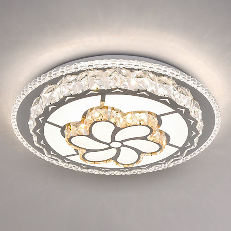 Round Bedroom LED Flush Mount Crystal Modern Flushmount Ceiling Light in Stainless-Steel Stainless-Steel Third Gear H Clearhalo 'Ceiling Lights' 'Close To Ceiling Lights' 'Close to ceiling' 'Flush mount' Lighting' 2172709