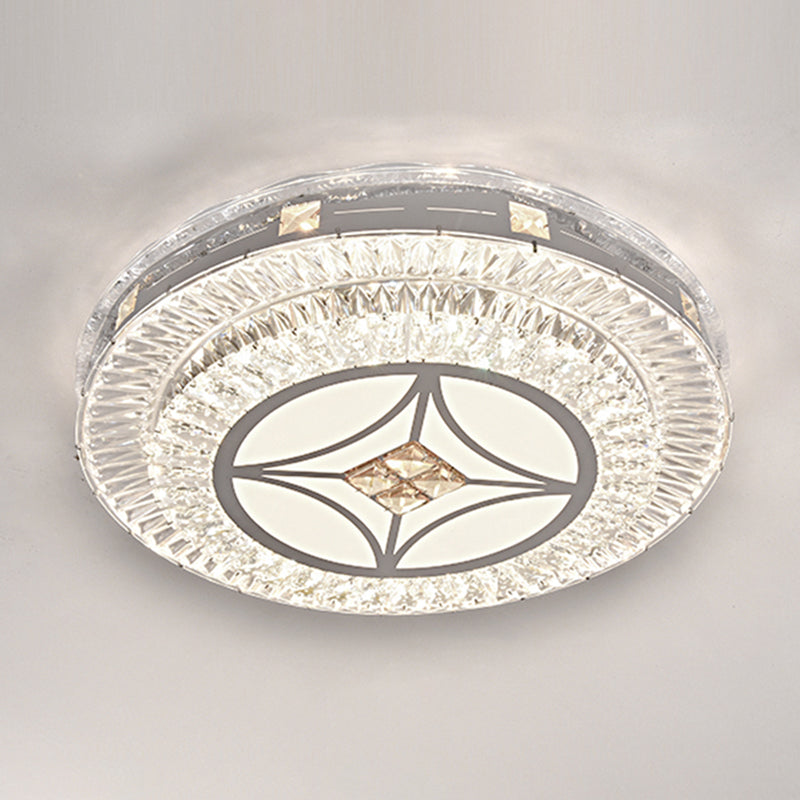 Round Bedroom LED Flush Mount Crystal Modern Flushmount Ceiling Light in Stainless-Steel Stainless-Steel Third Gear J Clearhalo 'Ceiling Lights' 'Close To Ceiling Lights' 'Close to ceiling' 'Flush mount' Lighting' 2172714