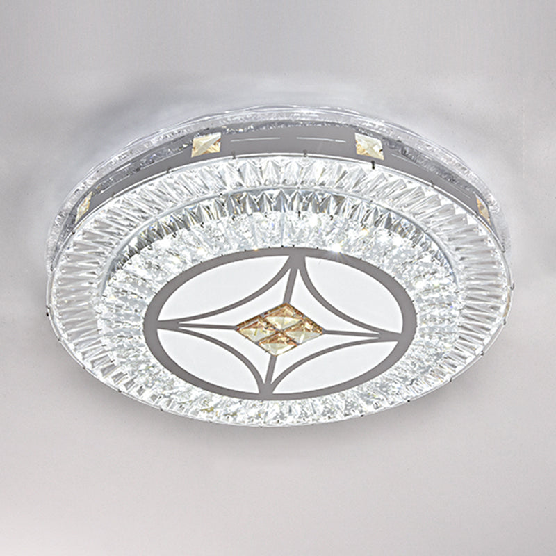Round Bedroom LED Flush Mount Crystal Modern Flushmount Ceiling Light in Stainless-Steel Stainless-Steel Remote Control Stepless Dimming J Clearhalo 'Ceiling Lights' 'Close To Ceiling Lights' 'Close to ceiling' 'Flush mount' Lighting' 2172715