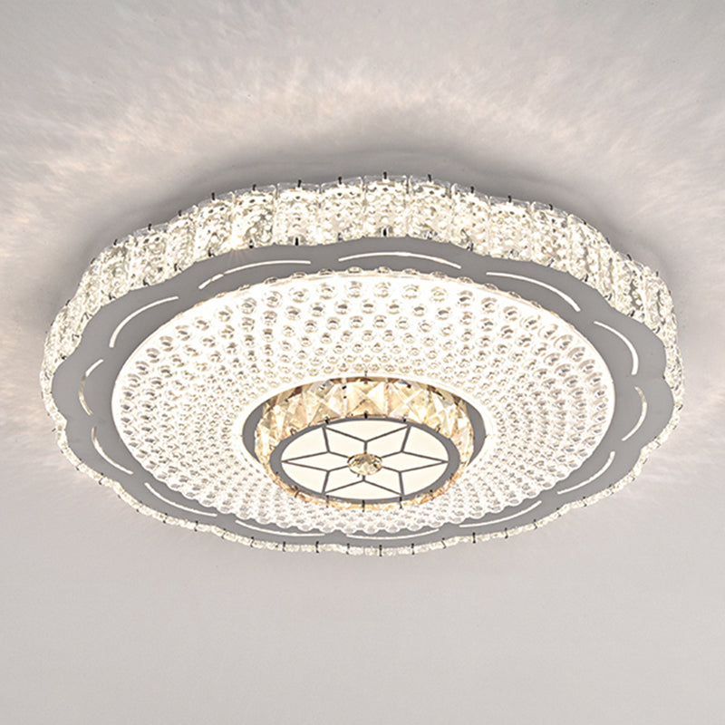 Round Bedroom LED Flush Mount Crystal Modern Flushmount Ceiling Light in Stainless-Steel Stainless-Steel Third Gear L Clearhalo 'Ceiling Lights' 'Close To Ceiling Lights' 'Close to ceiling' 'Flush mount' Lighting' 2172718
