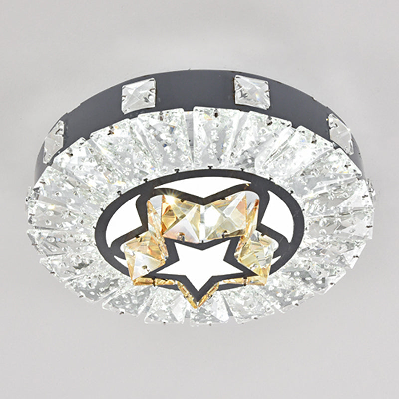 Contemporary Circular Flush Ceiling Light Crystal Corridor LED Flush Mount Lighting in Stainless-Steel Stainless-Steel White K Clearhalo 'Ceiling Lights' 'Close To Ceiling Lights' 'Close to ceiling' 'Flush mount' Lighting' 2172723
