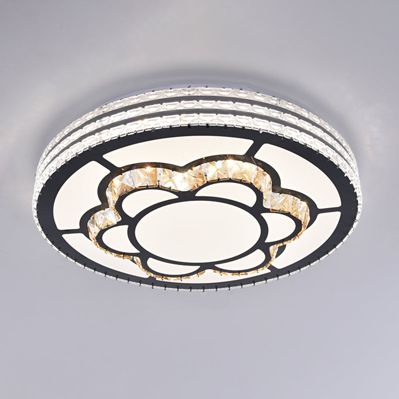 Drum LED Flush Mount Light Simplicity Crystal Bedroom Flush Mount Ceiling Light in Stainless-Steel Stainless-Steel Third Gear J Clearhalo 'Ceiling Lights' 'Close To Ceiling Lights' 'Close to ceiling' 'Flush mount' Lighting' 2172770