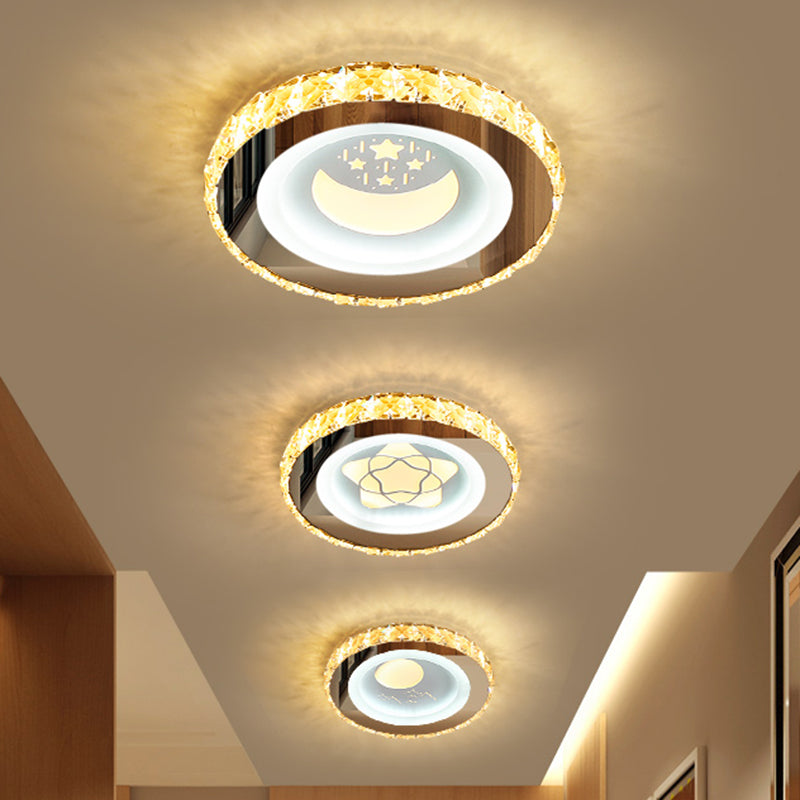 Circle Shaped LED Flush Mount Modern Crystal Stainless-Steel Flushmount Ceiling Light Clearhalo 'Ceiling Lights' 'Close To Ceiling Lights' 'Close to ceiling' 'Flush mount' Lighting' 2172793