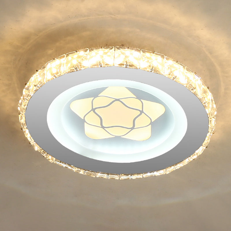 Circle Shaped LED Flush Mount Modern Crystal Stainless-Steel Flushmount Ceiling Light Stainless-Steel Star Clearhalo 'Ceiling Lights' 'Close To Ceiling Lights' 'Close to ceiling' 'Flush mount' Lighting' 2172801