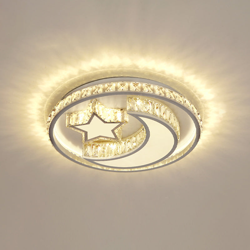 Simplicity Geometric LED Flush Mount Light Crystal Bedroom Flush Mount Ceiling Light in Stainless-Steel Stainless-Steel C Clearhalo 'Ceiling Lights' 'Close To Ceiling Lights' 'Close to ceiling' 'Flush mount' Lighting' 2172833