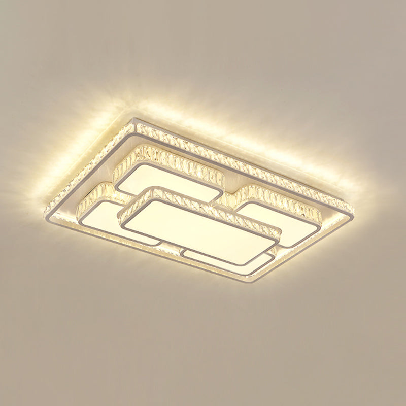 Simplicity Geometric LED Flush Mount Light Crystal Bedroom Flush Mount Ceiling Light in Stainless-Steel Stainless-Steel B Clearhalo 'Ceiling Lights' 'Close To Ceiling Lights' 'Close to ceiling' 'Flush mount' Lighting' 2172834